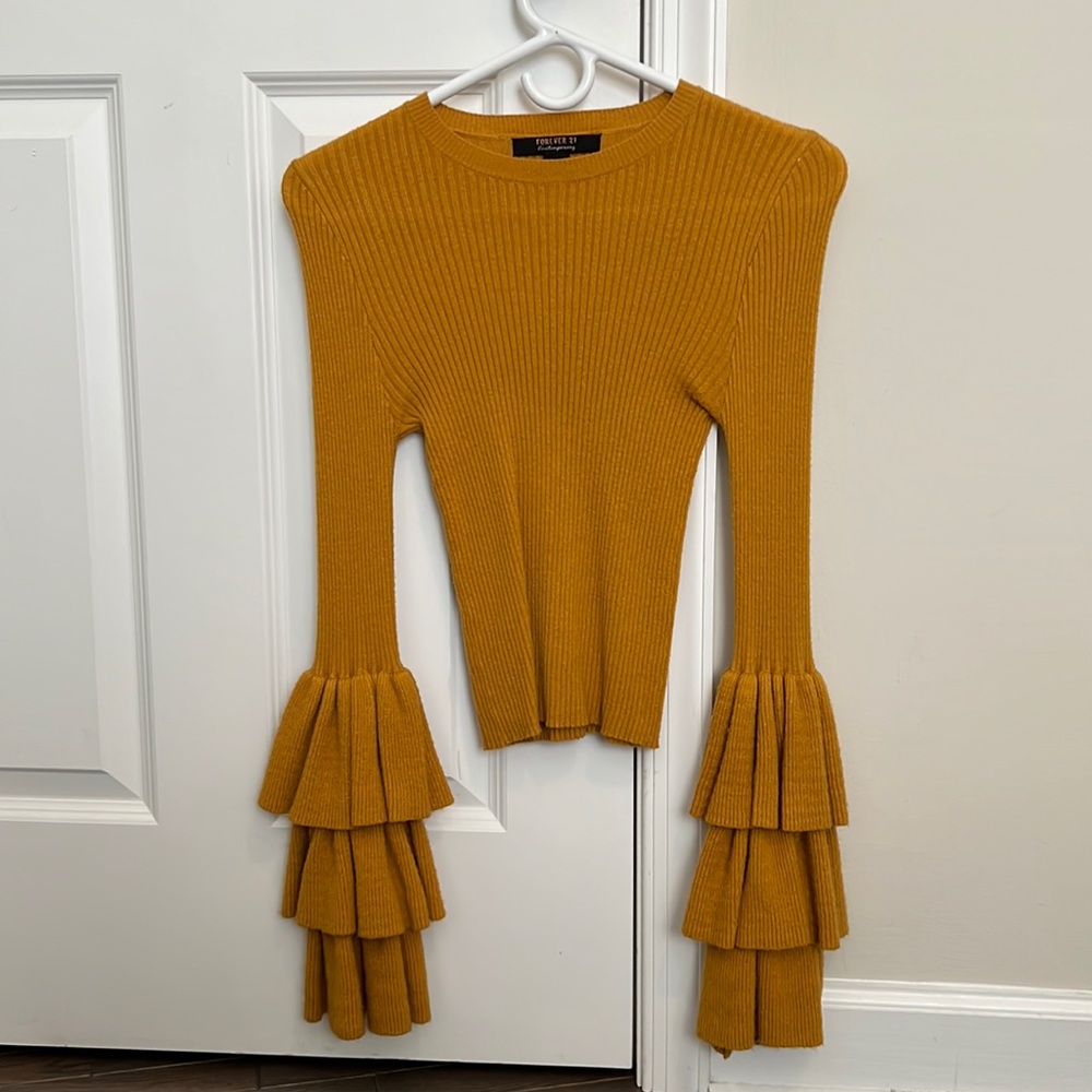 Mustard yellow bell sleeve top